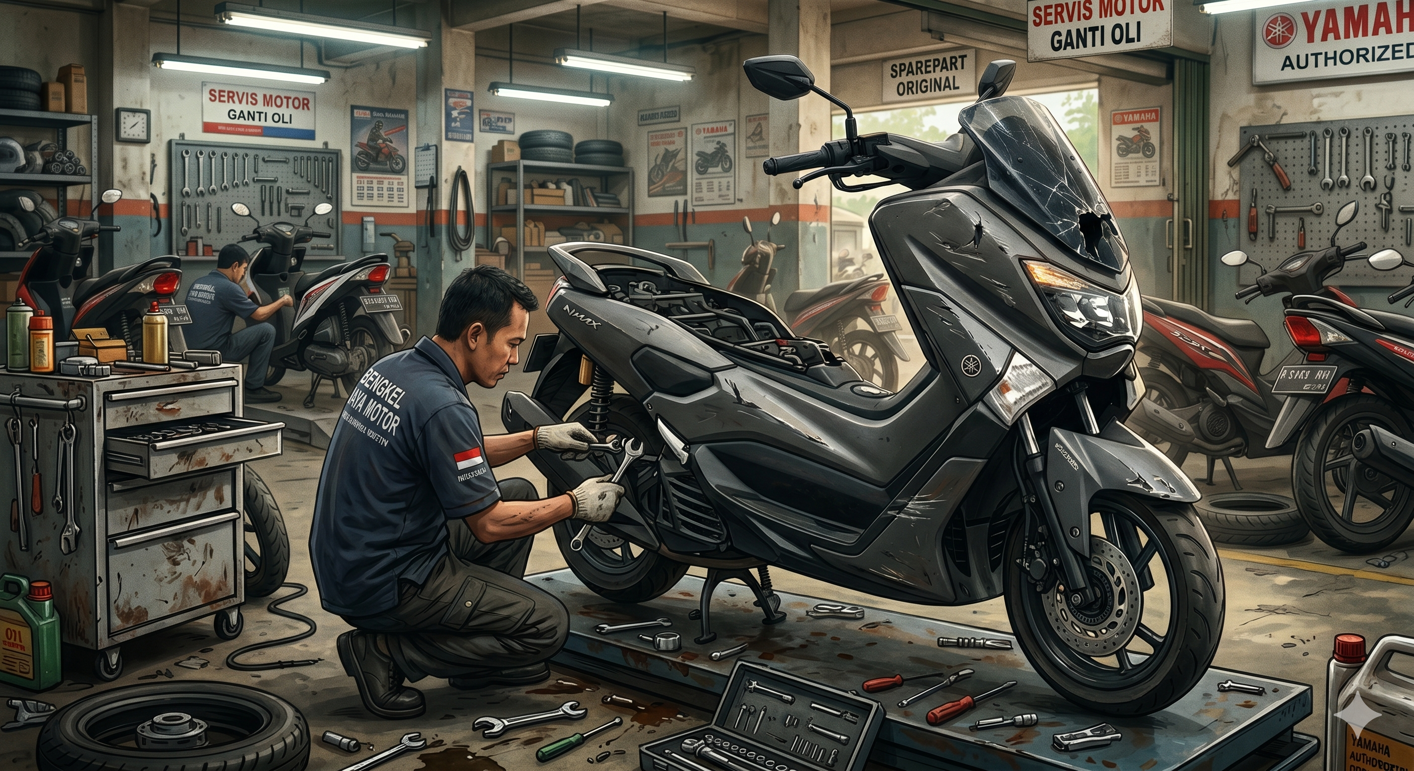 Motor di Bengkel